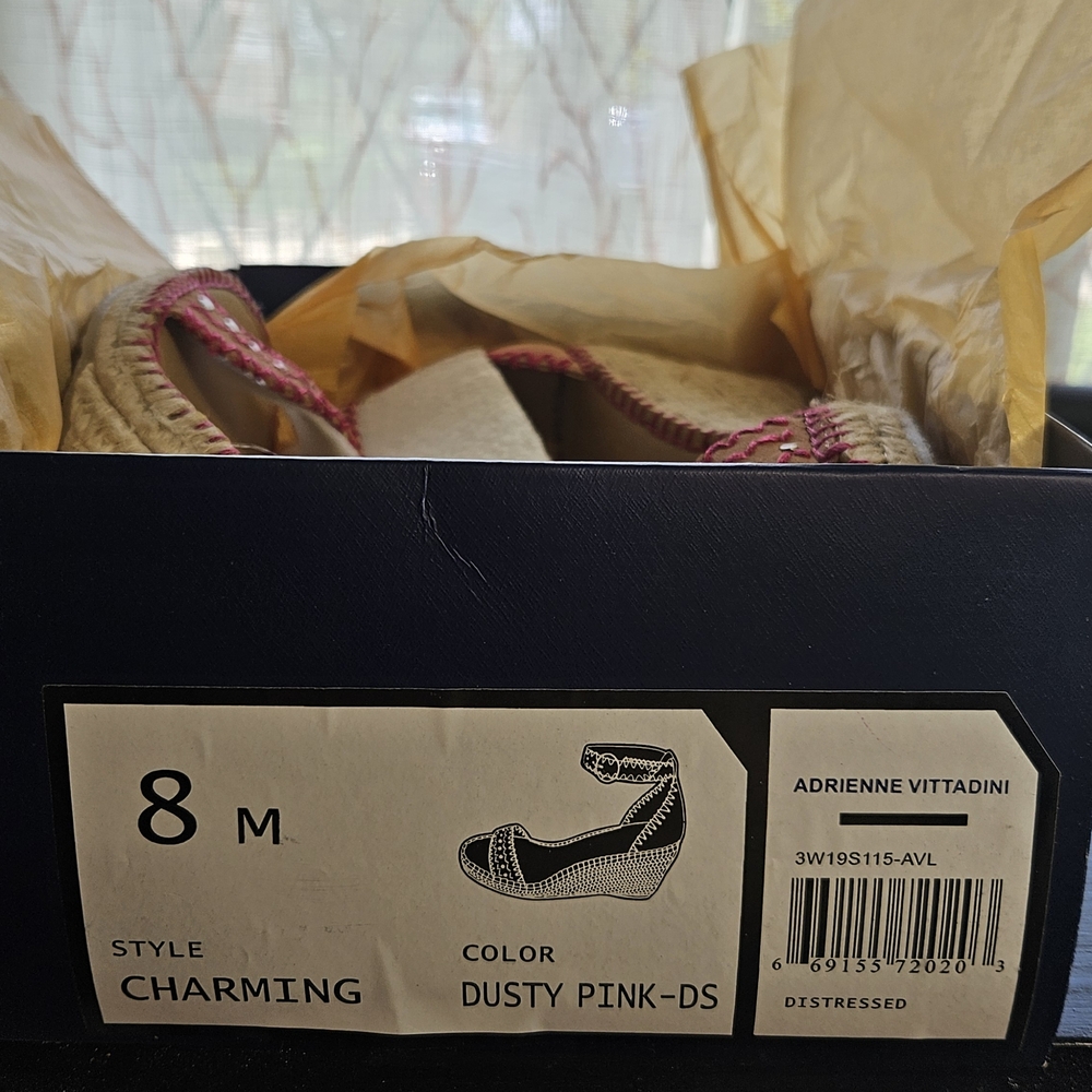 8 M Dusty Pink Charming Espadrille Wedges - Picture 9 of 10